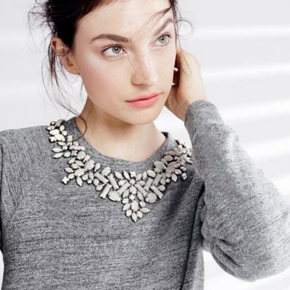 NWT J Crew Bib Necklace Sweatshirt Size XS
